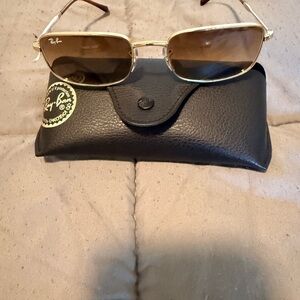 Ray-Ban Gold and Brown Sunglasses